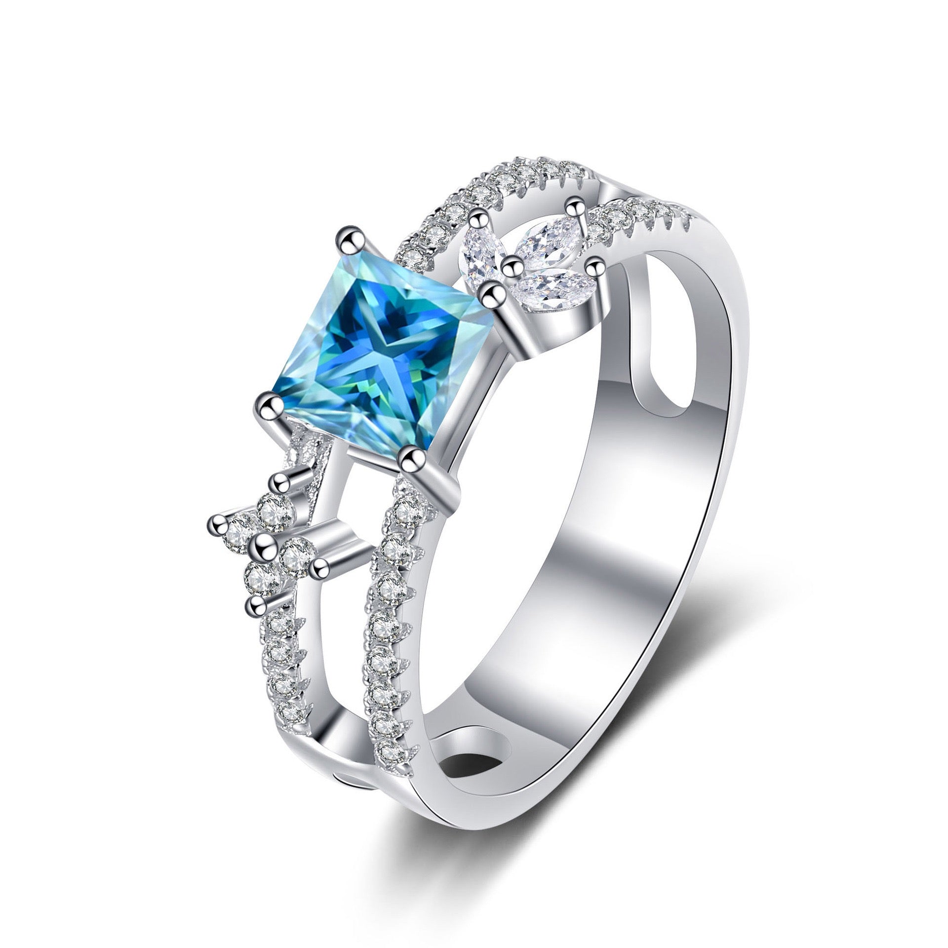 "Bree" 1ct Colorful Princess Cut Moissanite Ring S925