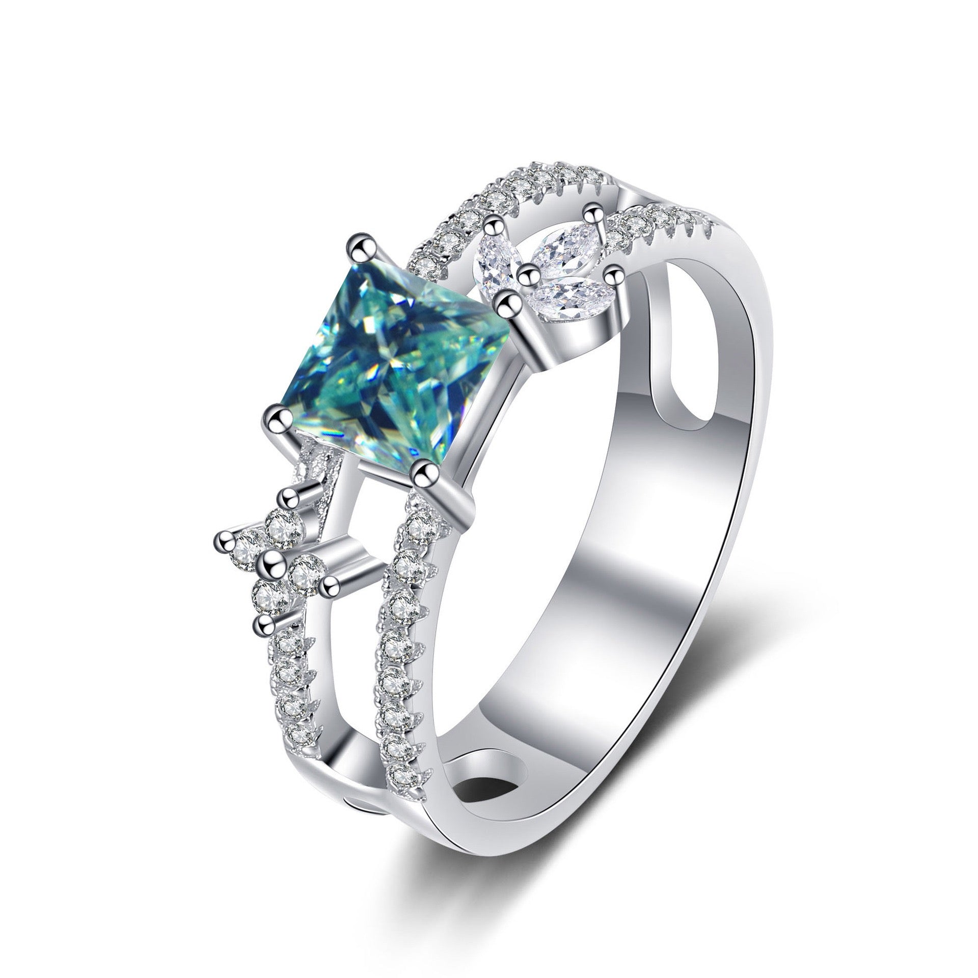 "Bree" 1ct Colorful Princess Cut Moissanite Ring S925