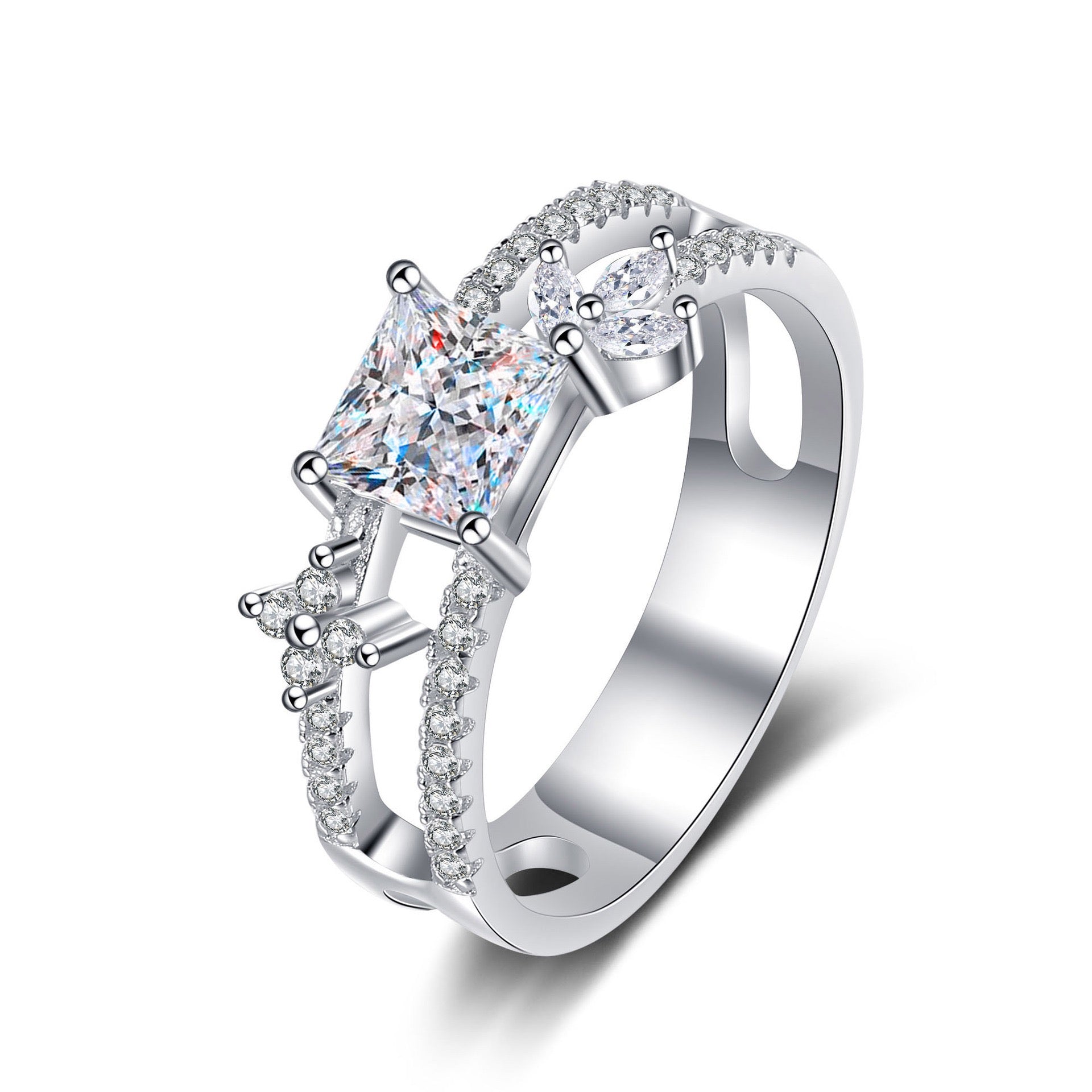 "Bree" 1ct Colorful Princess Cut Moissanite Ring S925