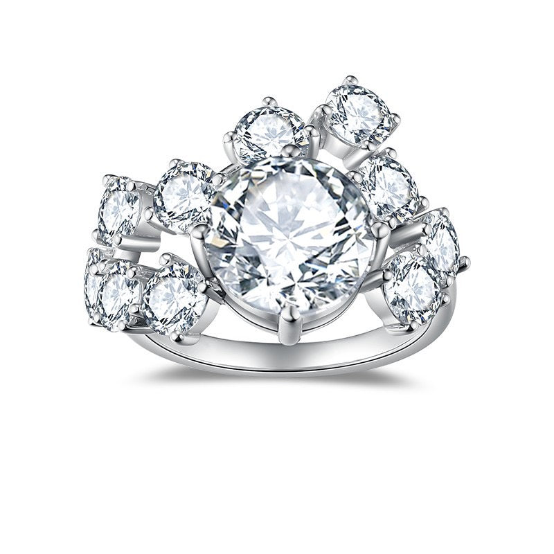 "Starry" 3ct+3ct runder brillanter Moissanit-Ehering S925