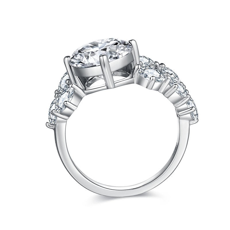 "Starry" 3ct+3ct runder brillanter Moissanit-Ehering S925