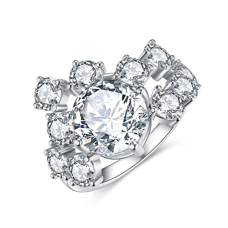 "Starry" 3ct+3ct runder brillanter Moissanit-Ehering S925