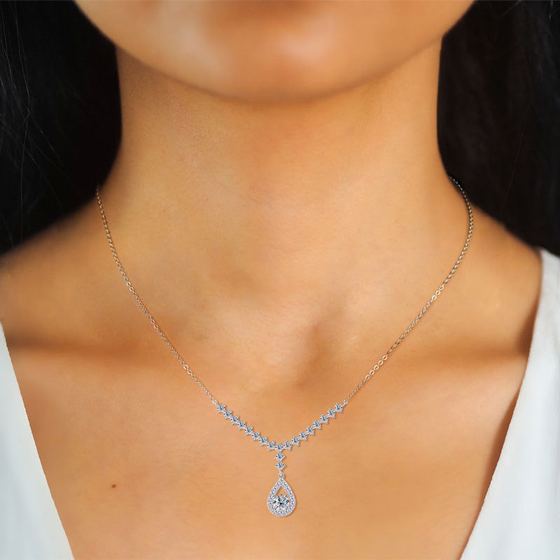 "Ophelia" 3.38ct Pear Moissanite Necklace S925