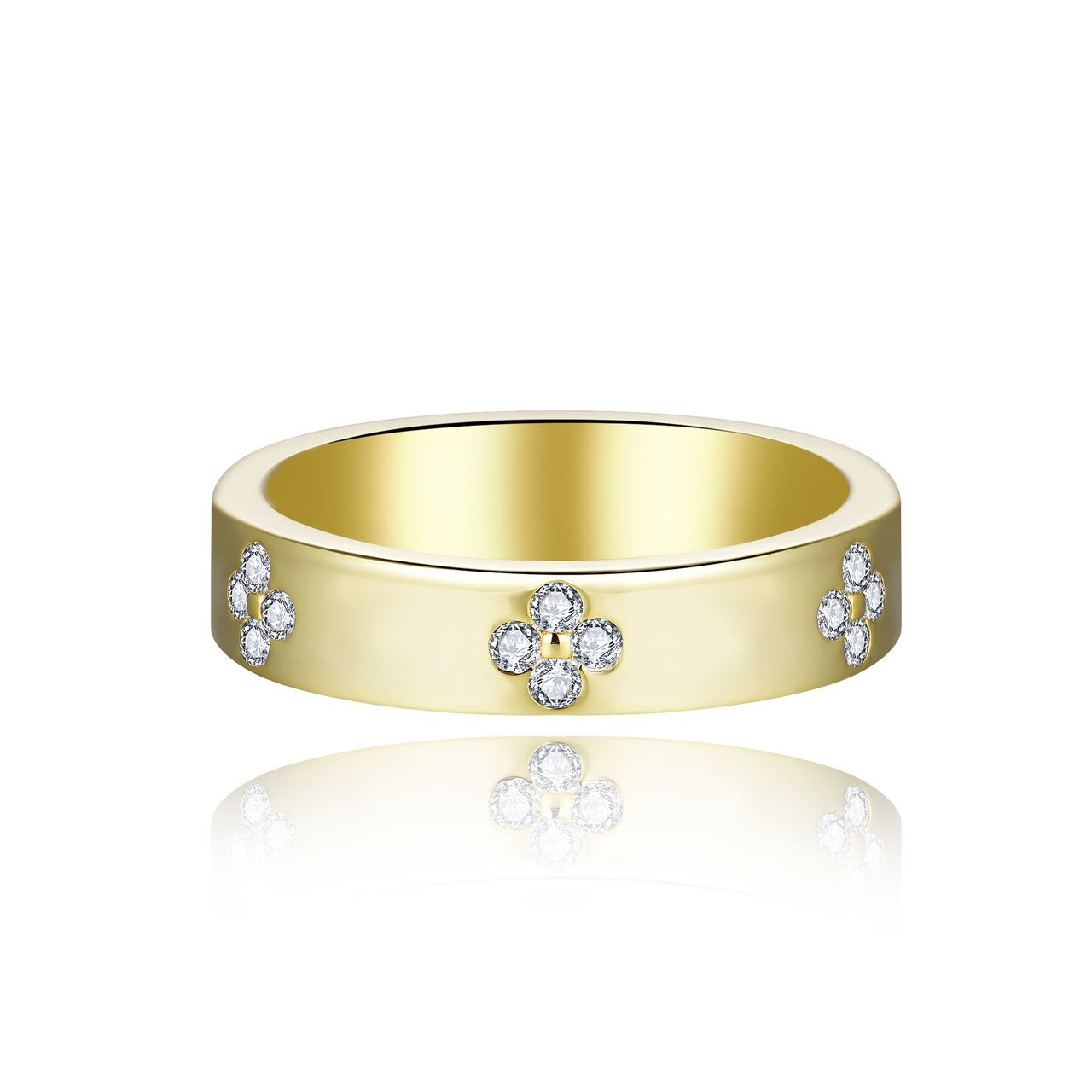 "Clover petal" Vintage Moissanite Engagement Ring Set s925