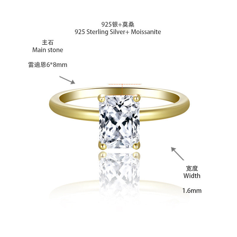 "Clover petal" Vintage Moissanite Engagement Ring Set s925