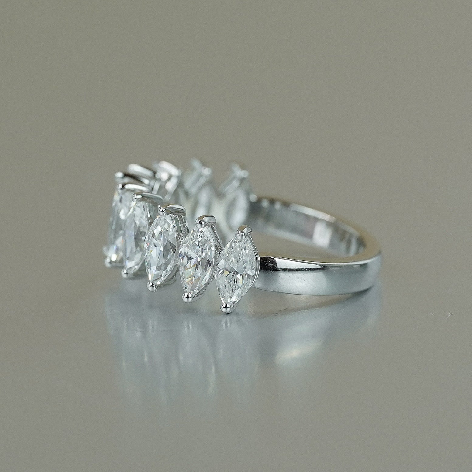 "Phoebe" 2.5ct Marquise Cut Full Moissanite Wedding Band