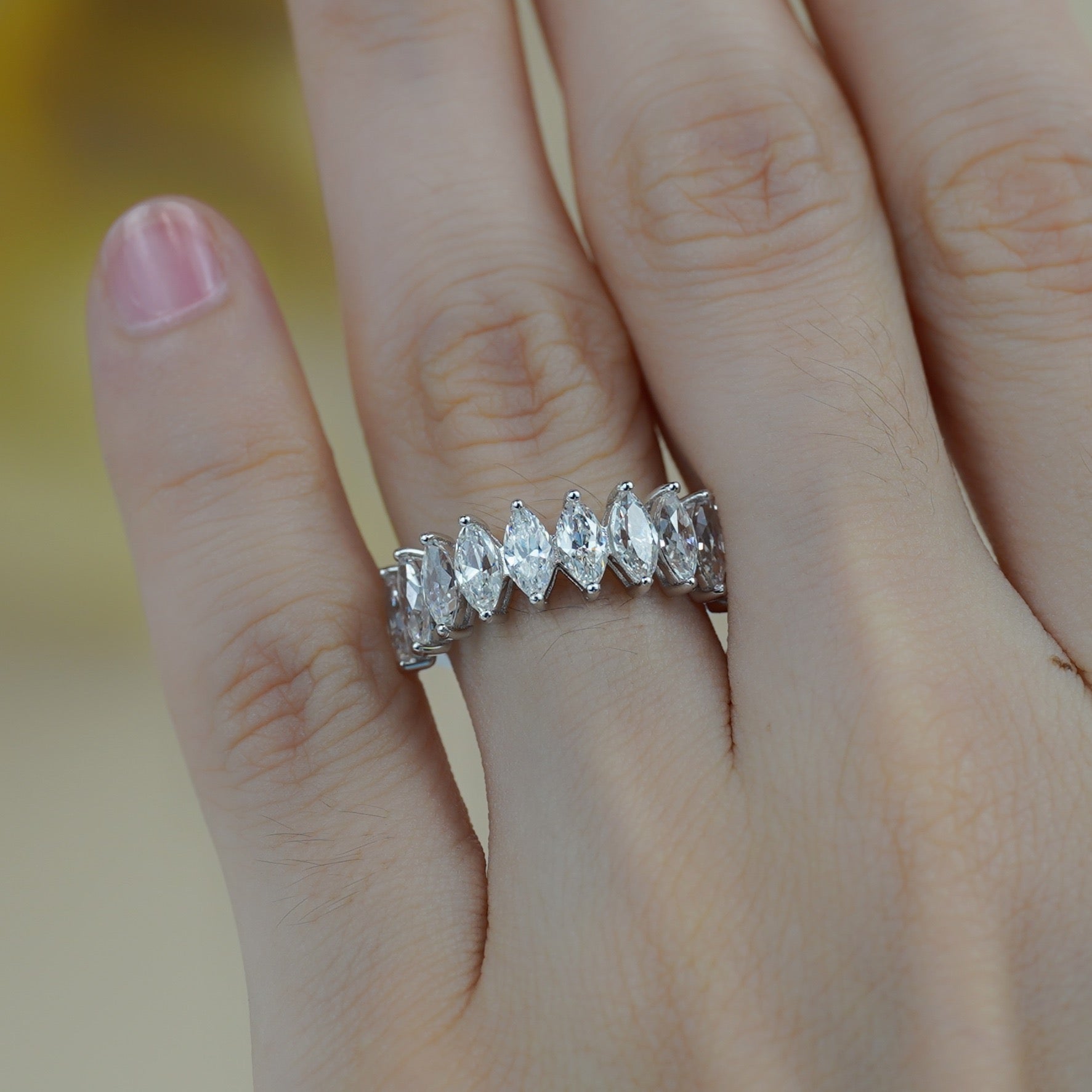 "Phoebe" 2.5ct Marquise Cut Full Moissanite Wedding Band