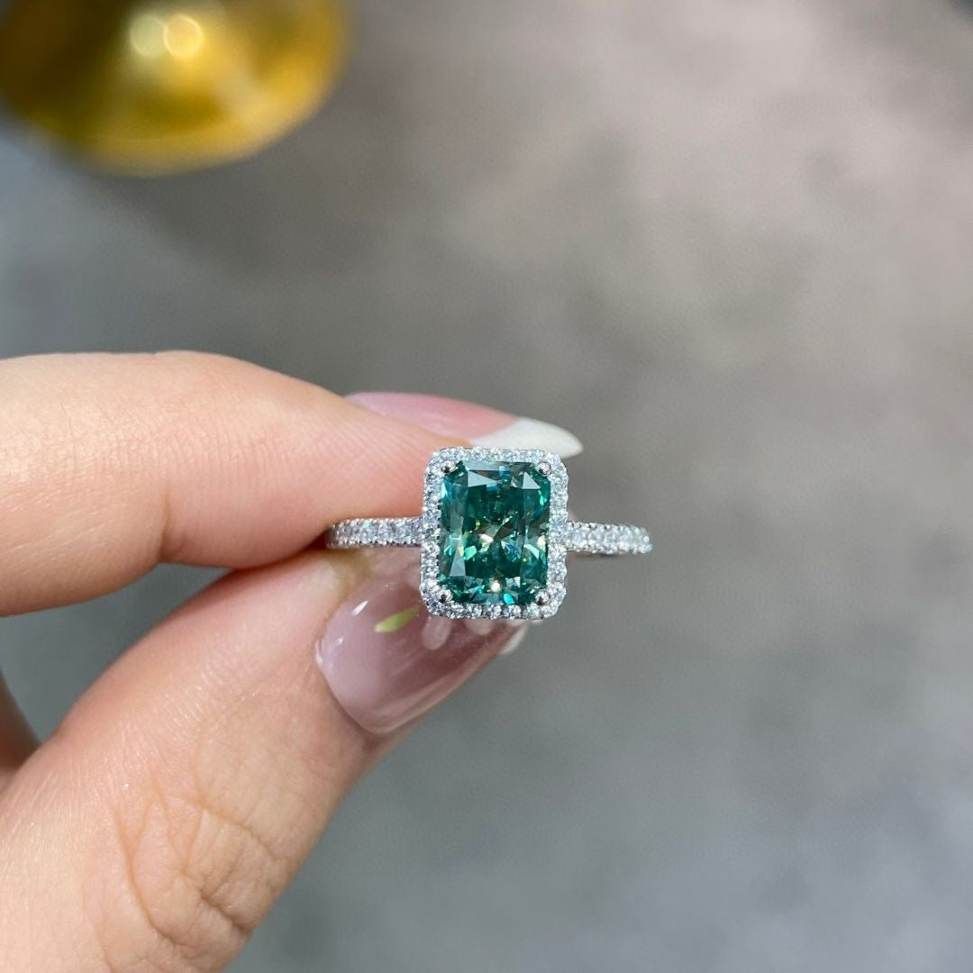 "Emerald Ice" 2ct Moissanite Halo Ring