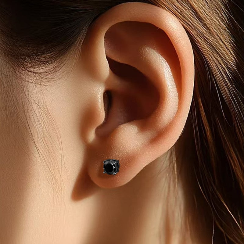 "Ella" Black Swan Moissanite Earrings S925