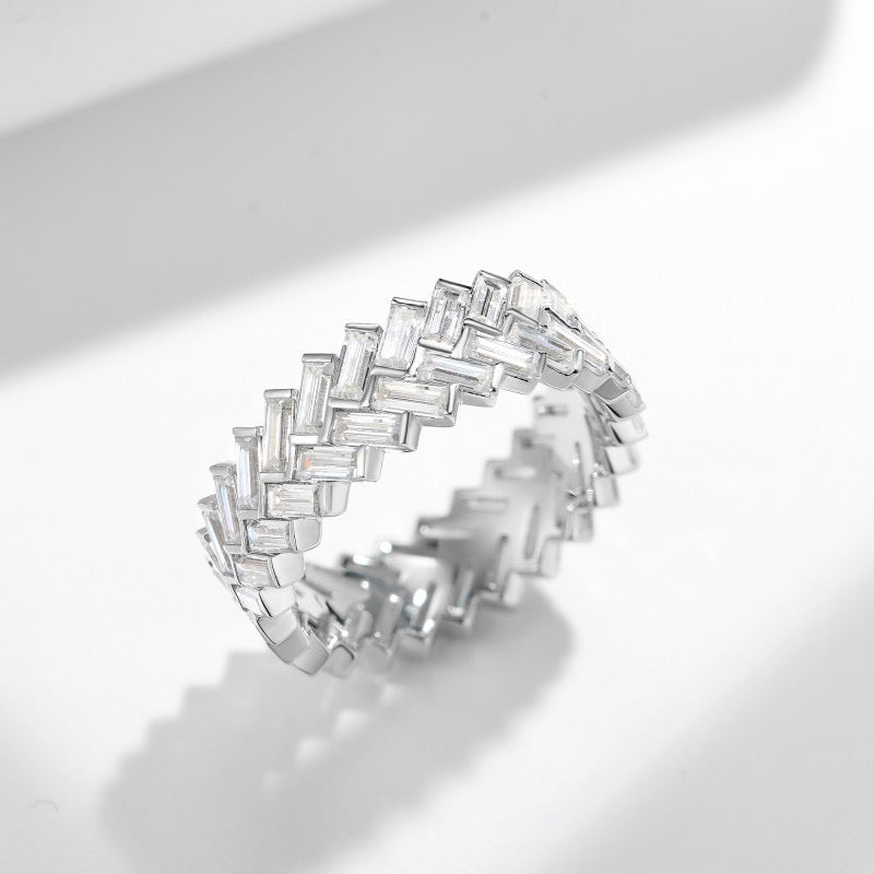 "Eternity Loop" 6ct Emerald Twisted Double Ring Band S925