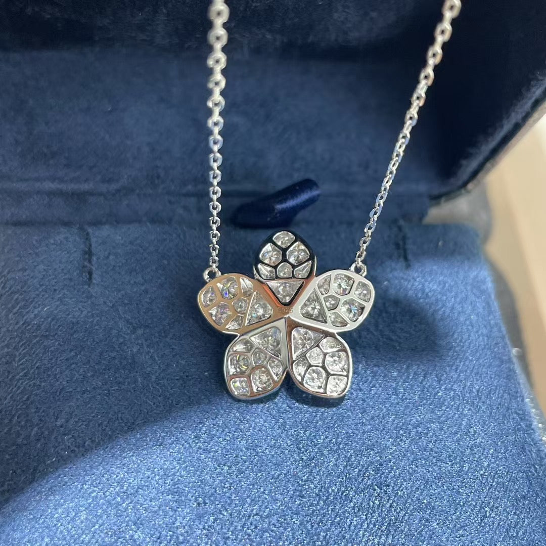 Sakura Bloom Flower Moissanite Necklace