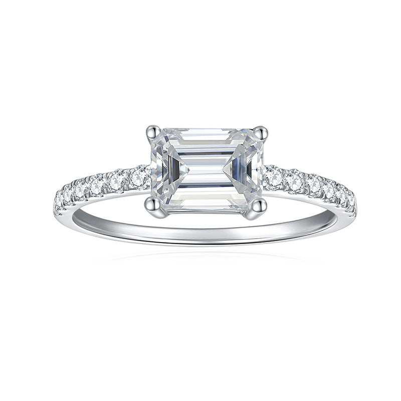 Farbenfroher Moissanit - "Sara" Smaragdschliff 1ct Moissanitring