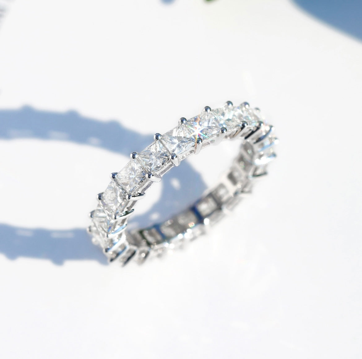 Pre ''JM'' Princess Cut Moissanite Band
