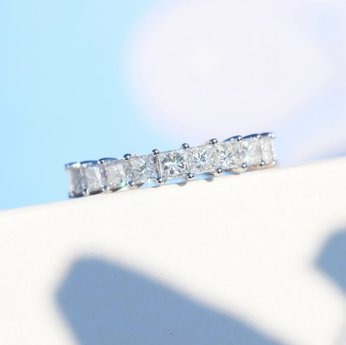 Pre ''JM'' Princess Cut Moissanite Band