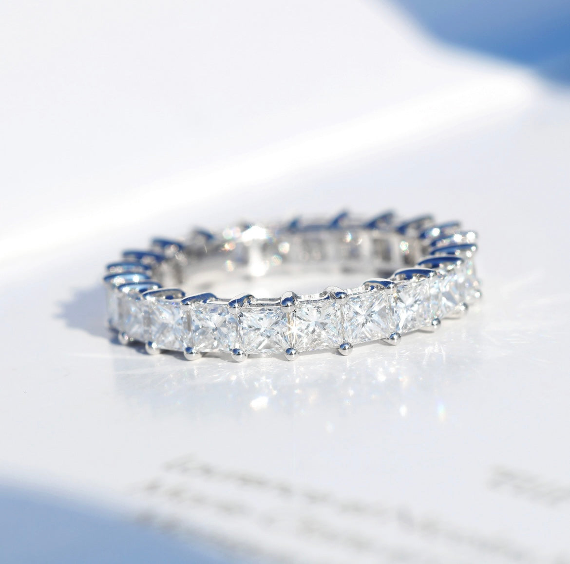 Pre ''JM'' Princess Cut Moissanite Band