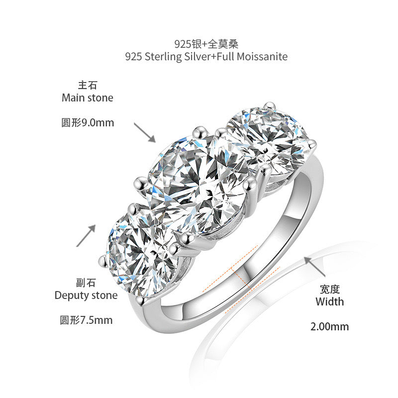 "Celestia" 3ct Round Three Stone Eternity Ring S925