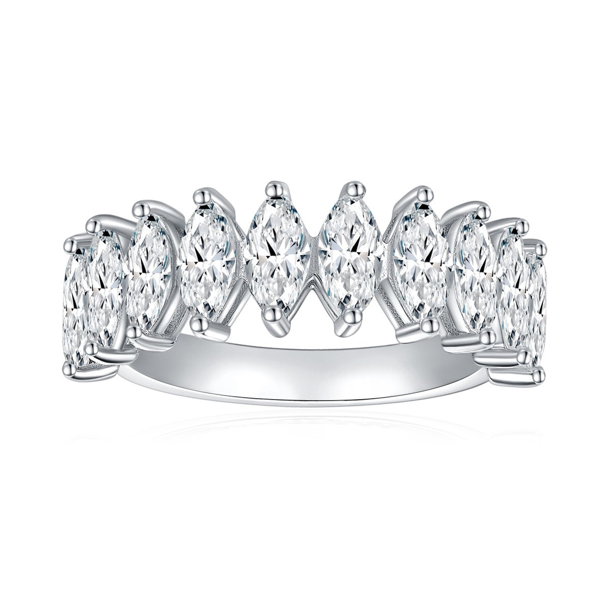 "Phoebe" 2.5ct Marquise Cut Full Moissanite Wedding Band