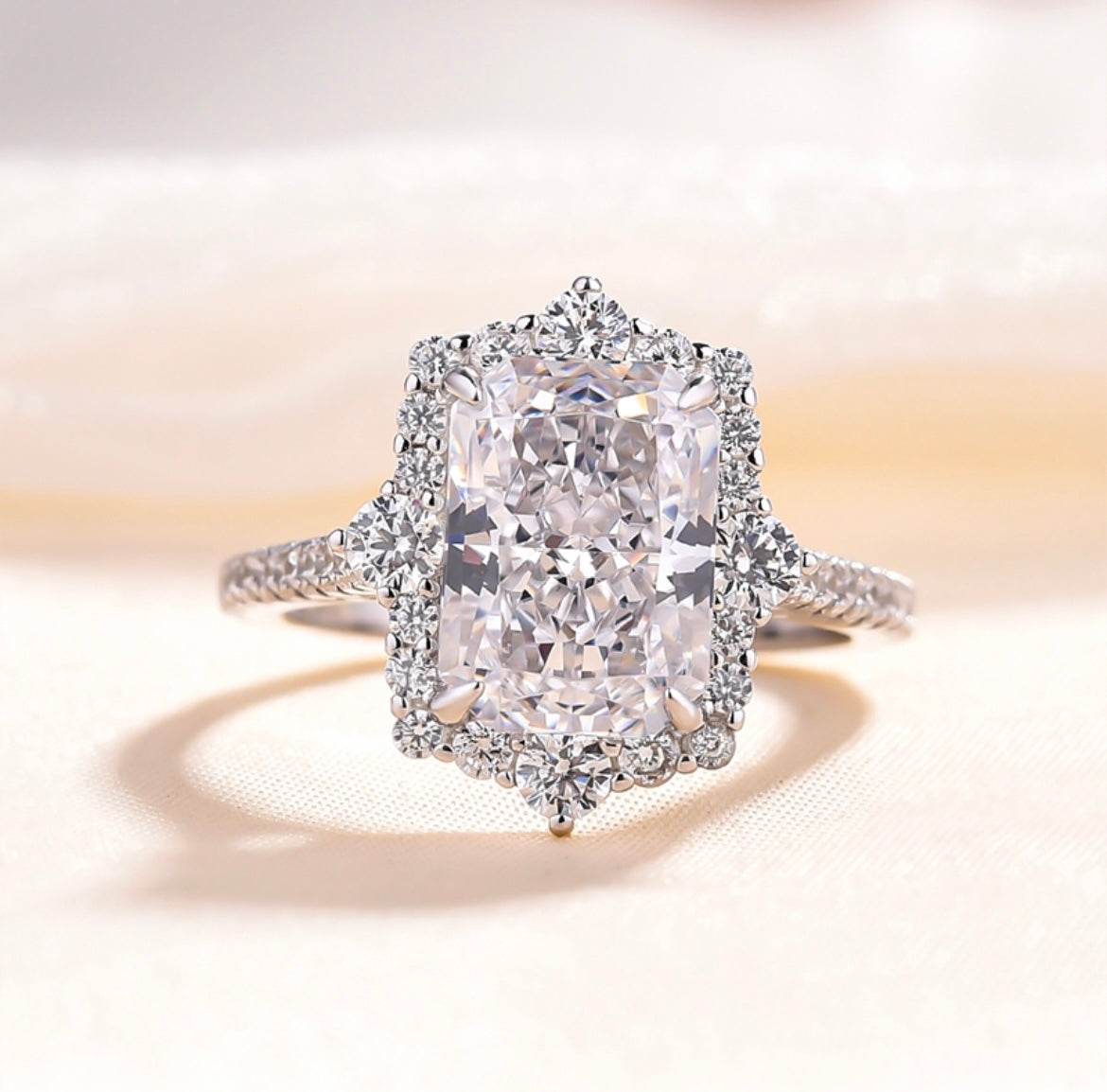 Pre "Iris" 4ct Radiant Cut Moissanite Ring