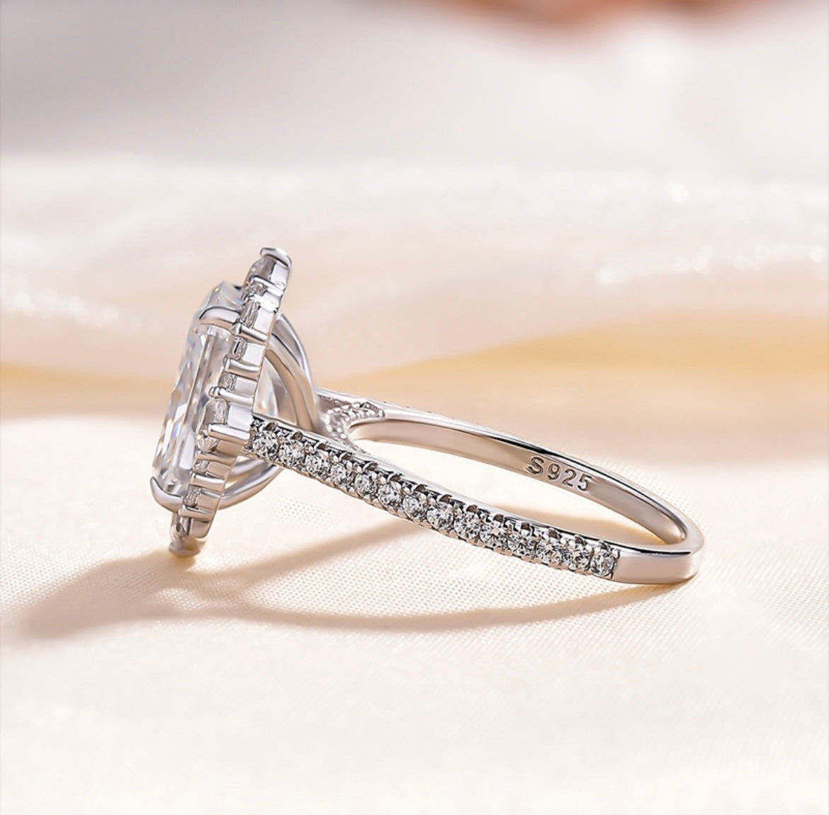Pre "Iris" 4ct Radiant Cut Moissanite Ring