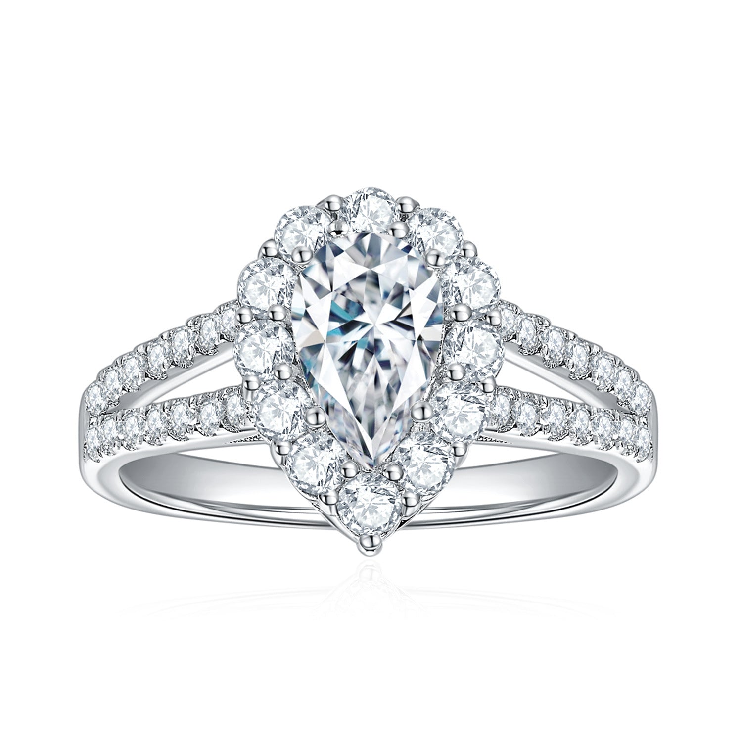 Farbenfroher Moissanit - „Julia“ 1 Karat Moissanitring im Birnenschliff