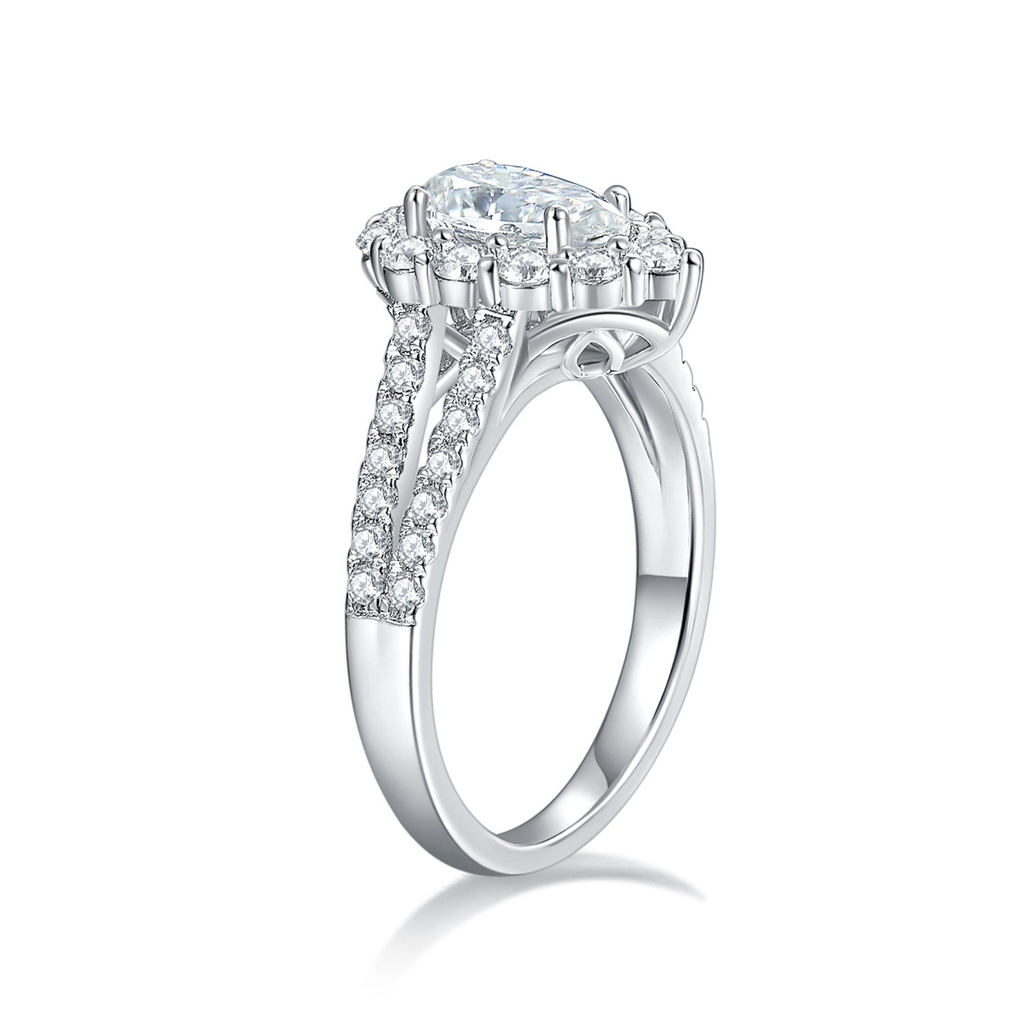 Farbenfroher Moissanit - „Julia“ 1 Karat Moissanitring im Birnenschliff