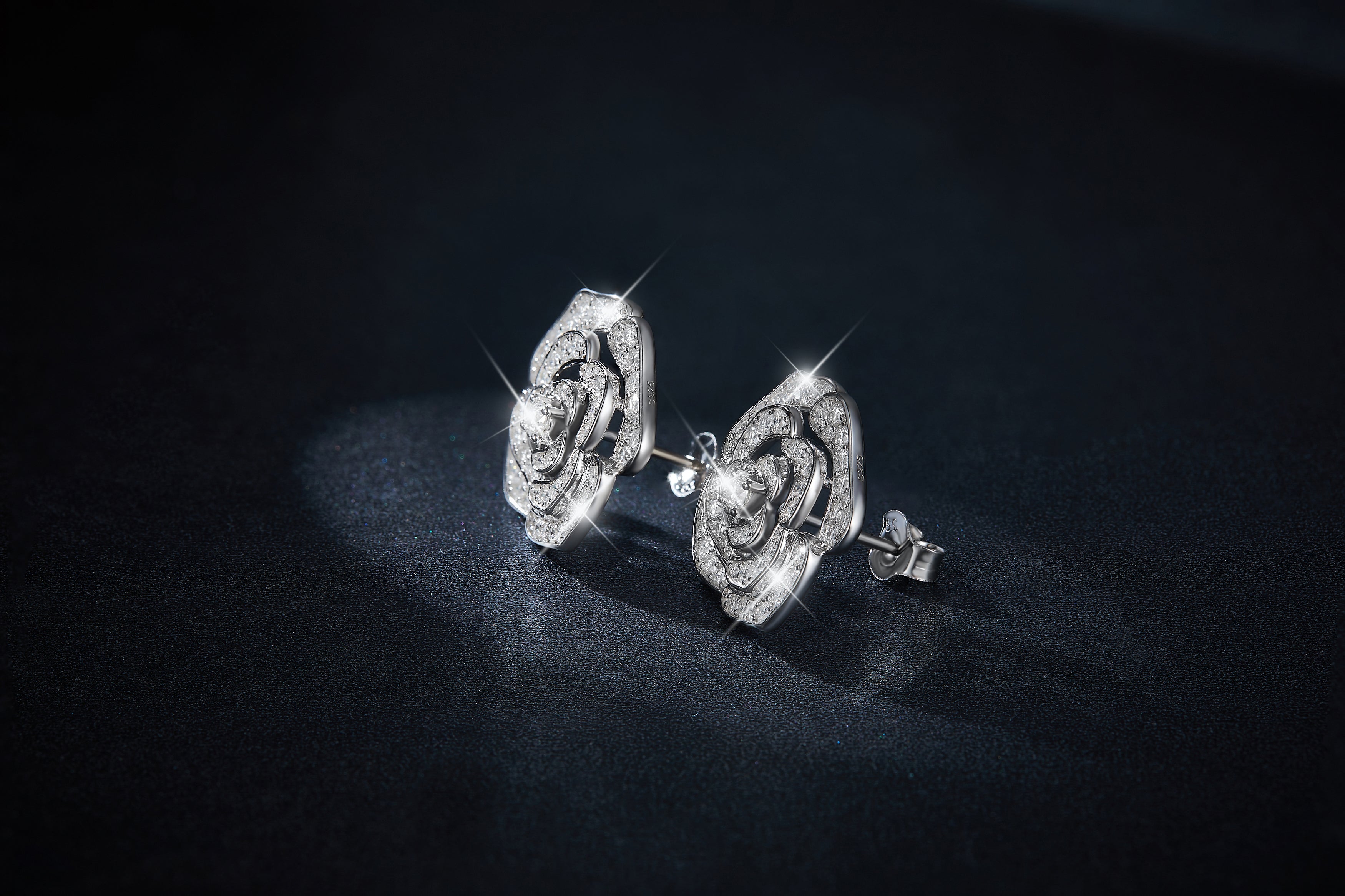 "Rose" Full Moissanite Earrings
