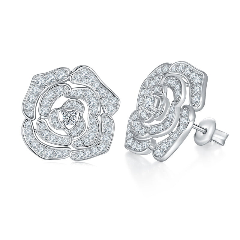 "Rose" Full Moissanite Earrings