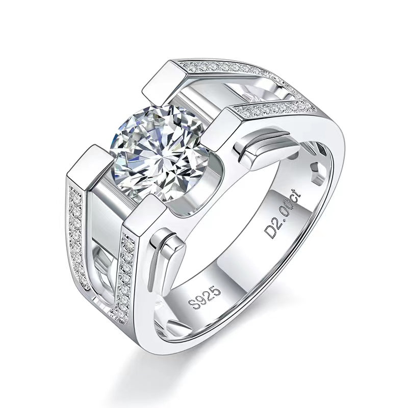 "Louis" 1ct/2ct Round Cut Moissanite Man's Ring