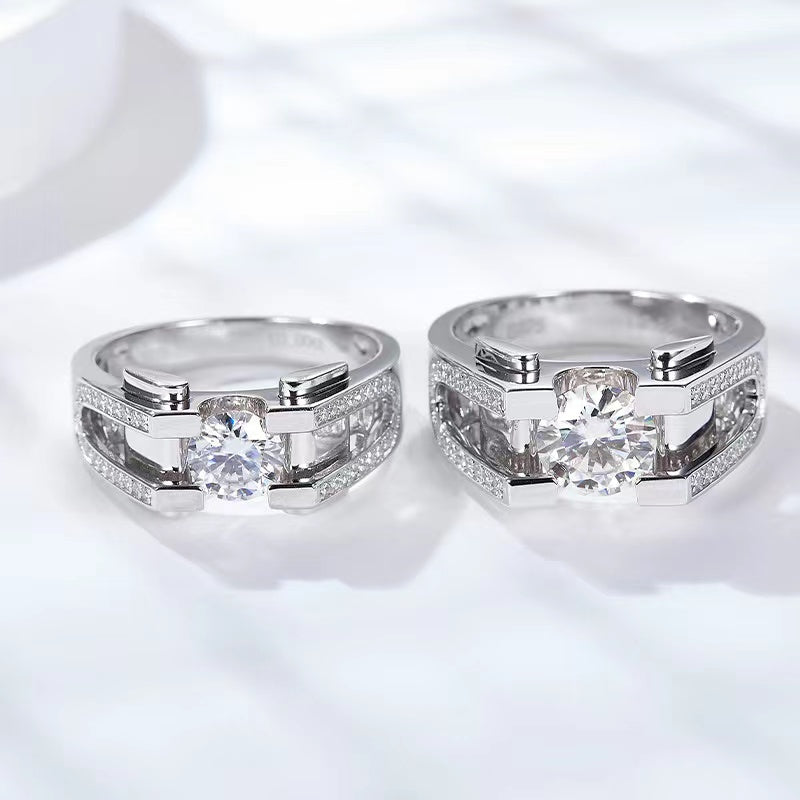 "Louis" 1ct/2ct Round Cut Moissanite Man's Ring