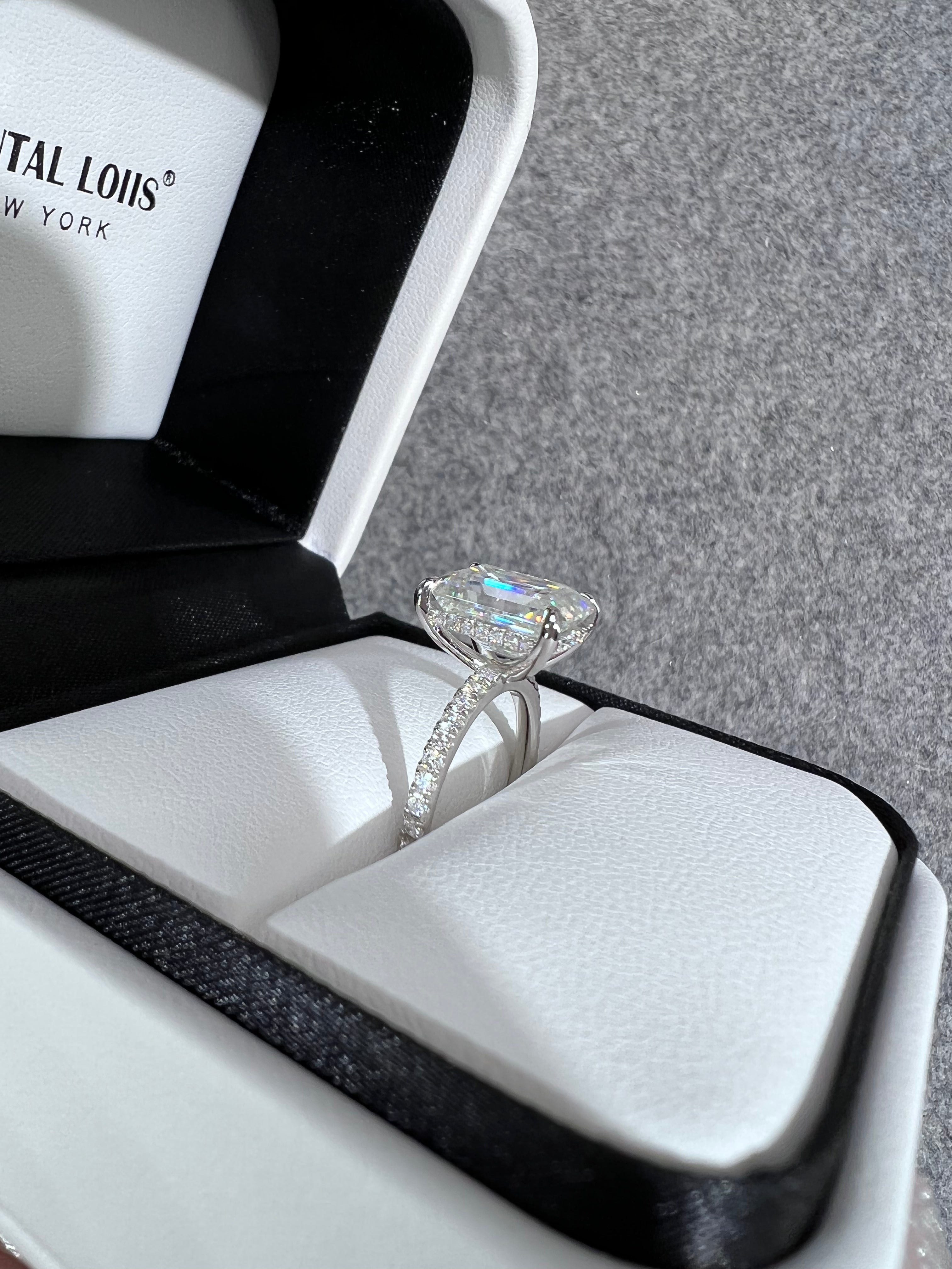 "Luna" 4ct Radiant/Emerald Cut Moissanite Ring