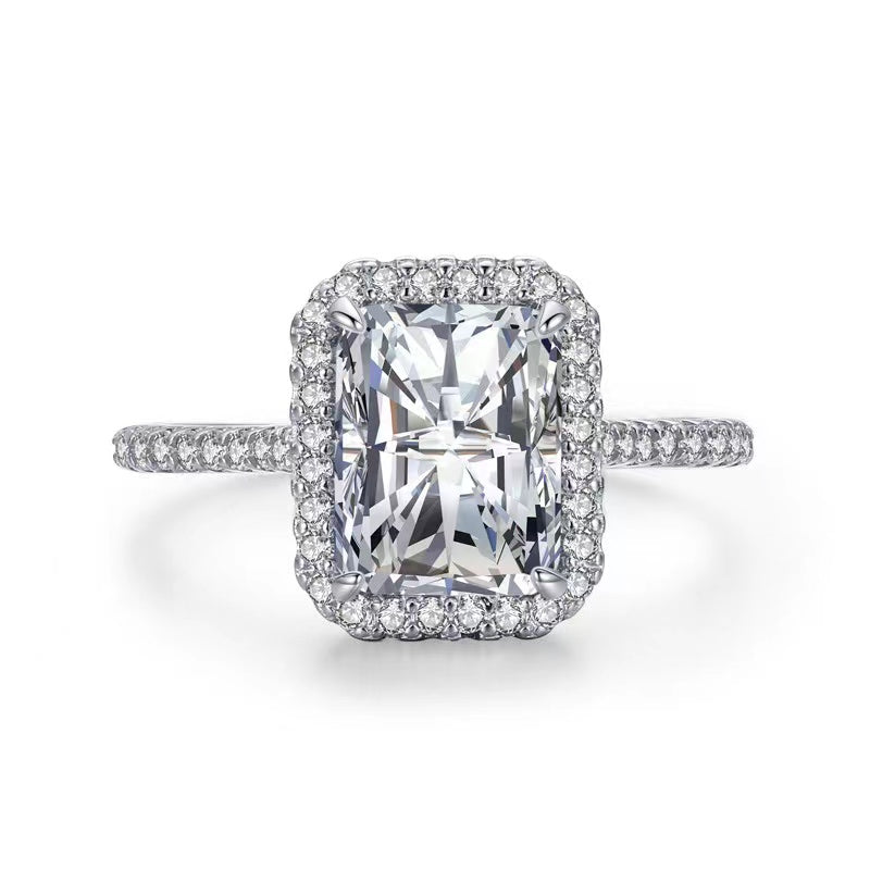 „Nora“ 1ct/2ct Smaragd-/Radaint-Schliff-Moissanit-Ring