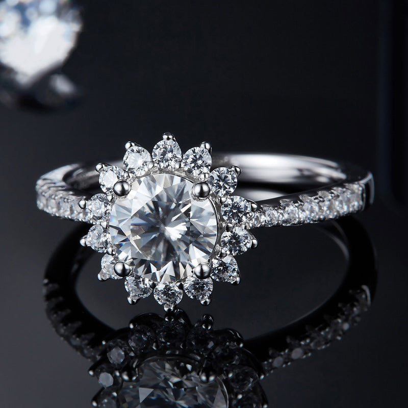 "The Sunflower" Round Cut Moissanite Ring
