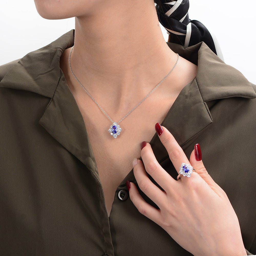 "Judy" 2ct Oval Cut Lab-grown Tanzanite Necklace