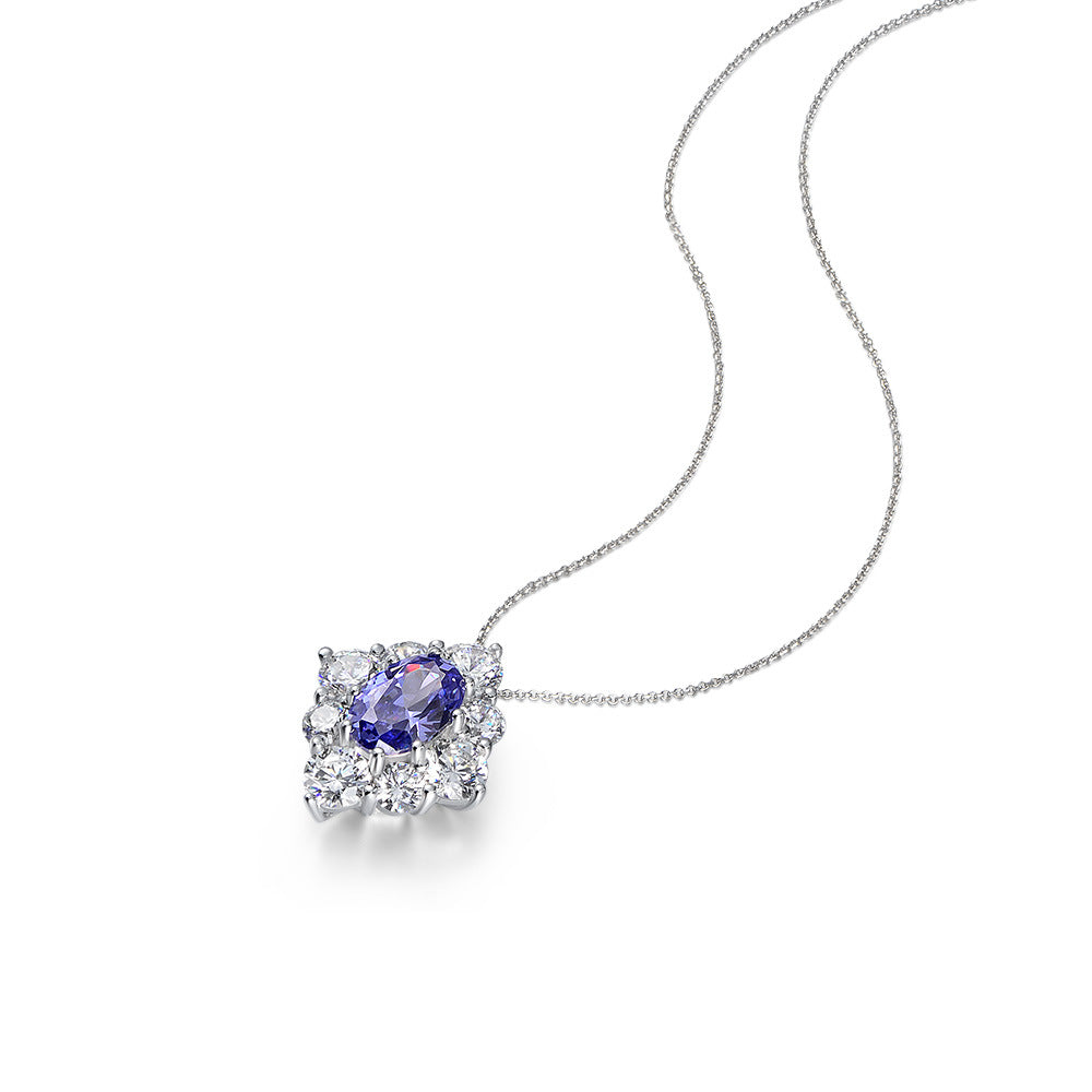 "Judy" 2ct Oval Cut Lab-grown Tanzanite Necklace