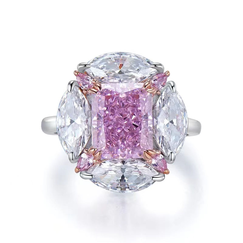 "Bubble" 3ct Radiant Cut High Carbon Diamond Ring