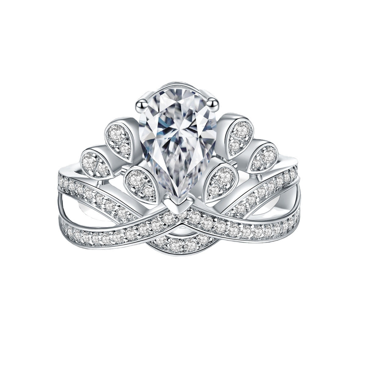 "Crown" 1.5ct Pear Cut Moissanite Ring