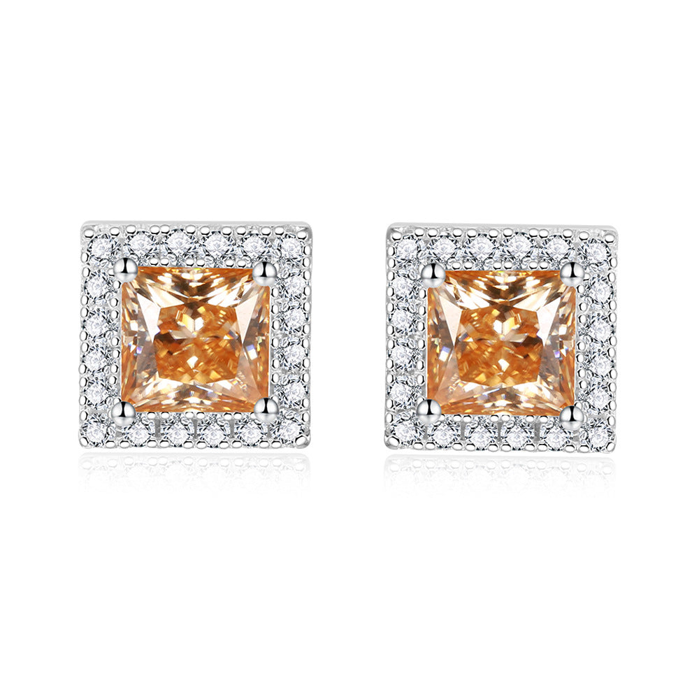 1ct Princess Cut Moissanite Earring Studs with Halo (4 colors)