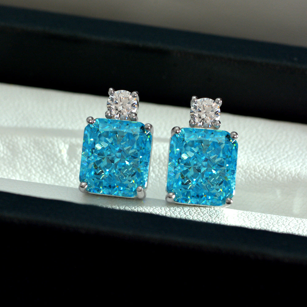 "Sunny" 4ct Radiant Cut High Carbon Earrings