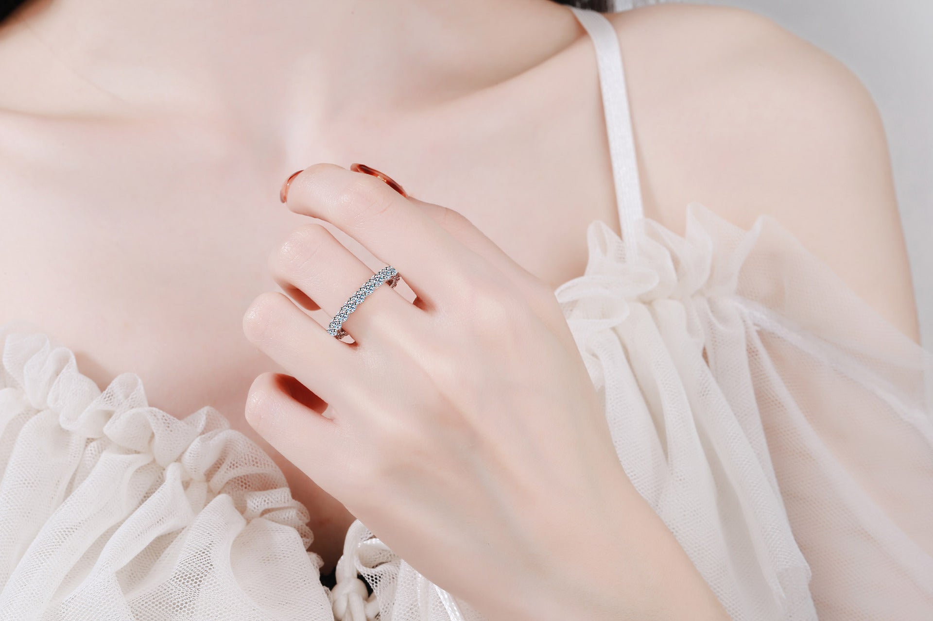 The "Super Dipper" Moissanite Wedding Band