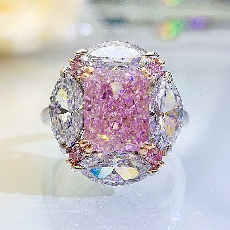 "Bubble" 3ct Radiant Cut High Carbon Diamond Ring