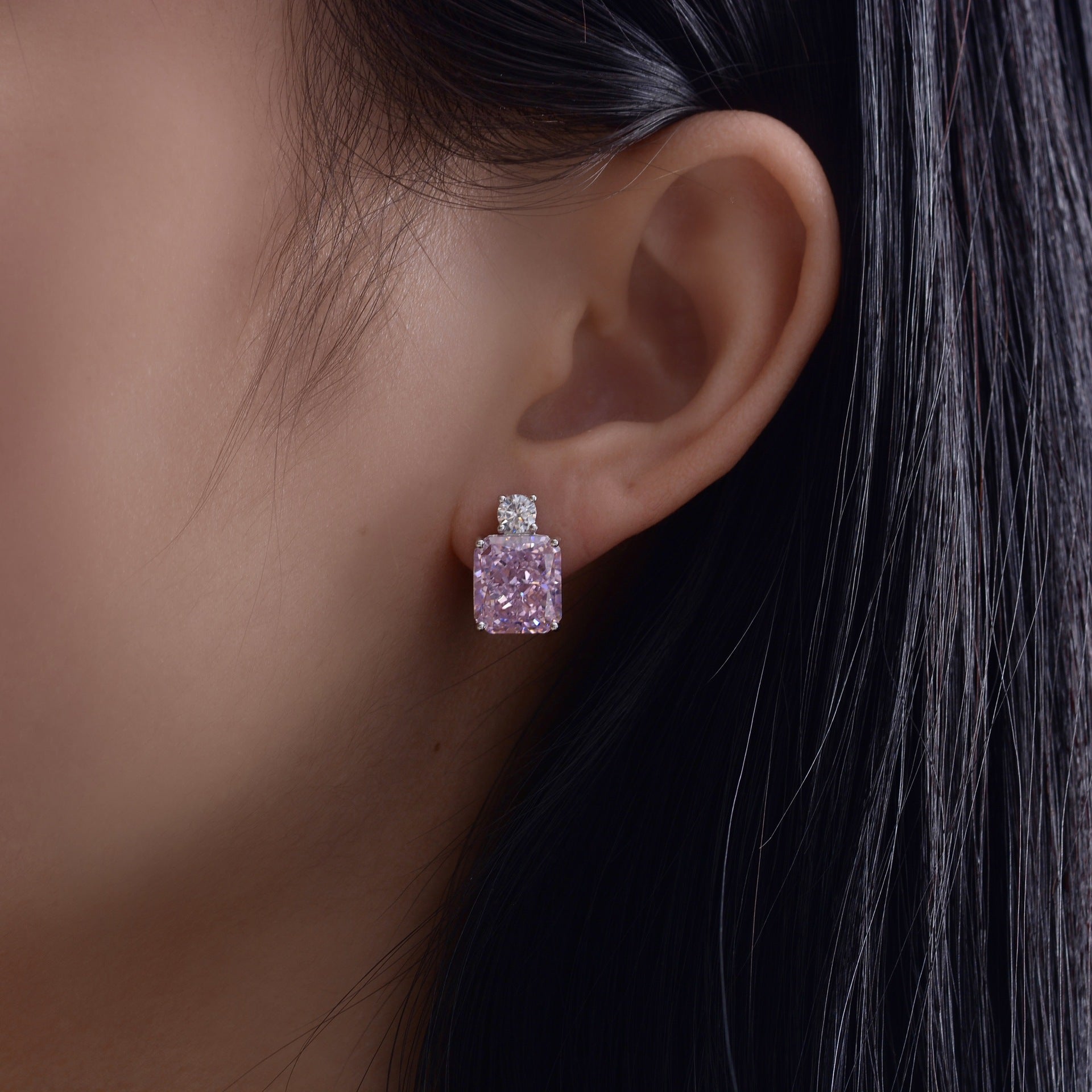 "Sunny" 4ct Radiant Cut High Carbon Earrings