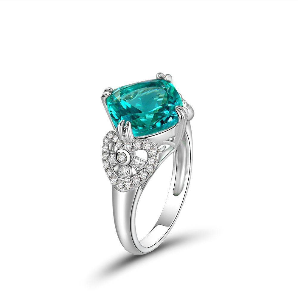 „Audrey“ 4 Karat Kissenschliff Paraiba-Ring aus dem Labor