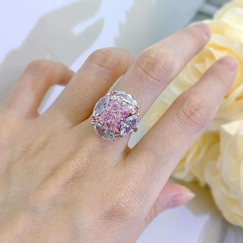 "Bubble" 3ct Radiant Cut High Carbon Diamond Ring