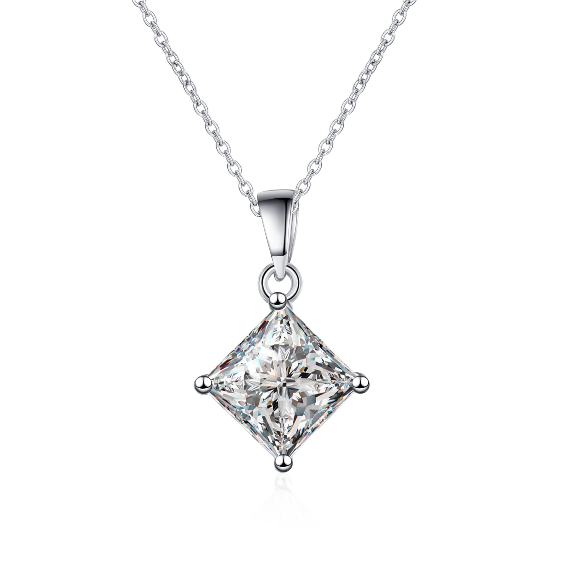 "Lori" 2ct Princess Cut Moissanite Necklace