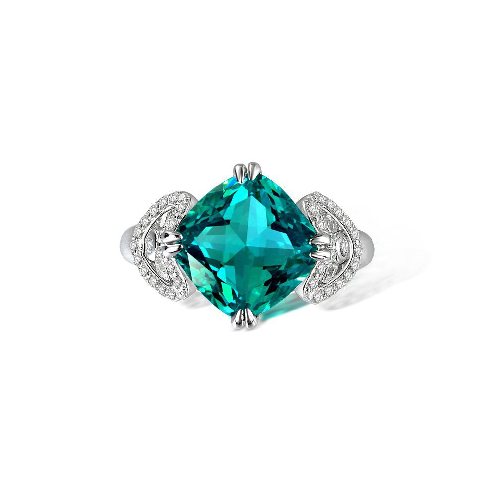 „Audrey“ 4 Karat Kissenschliff Paraiba-Ring aus dem Labor