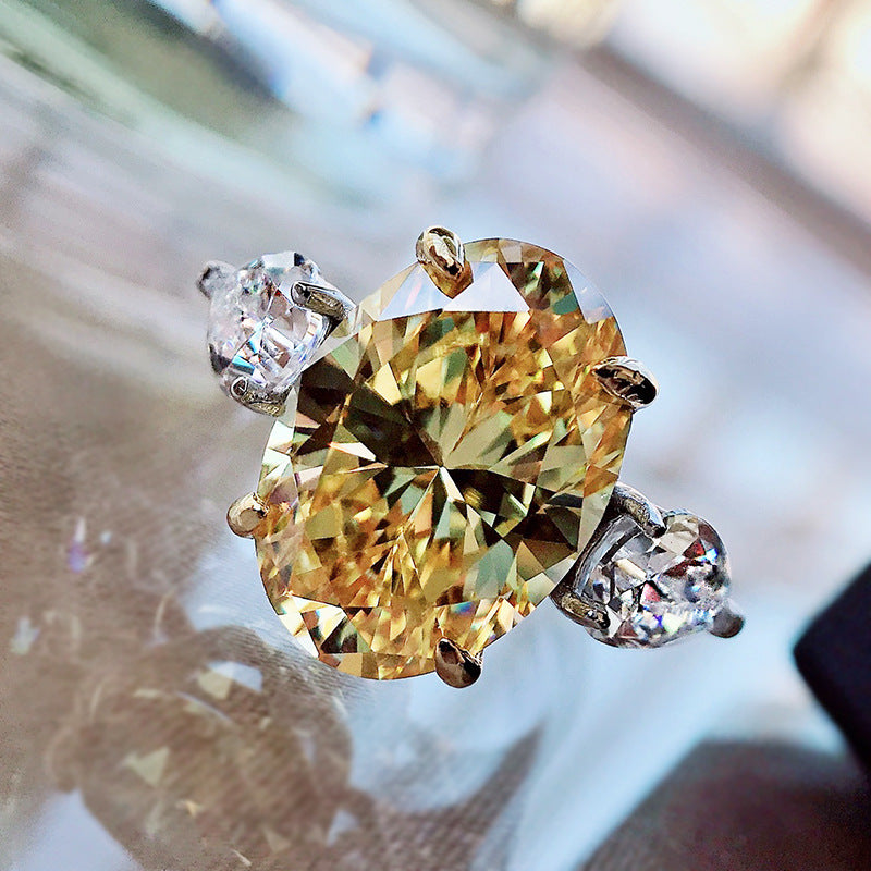 "Poppy" Oval Cut High Carbon Diamond Ring