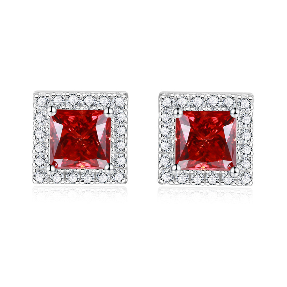 1ct Princess Cut Moissanite Earring Studs with Halo (4 colors)