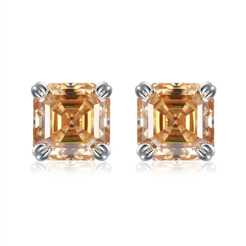 1ct Asscher Cut Moissanite Earring Studs (4 colors)