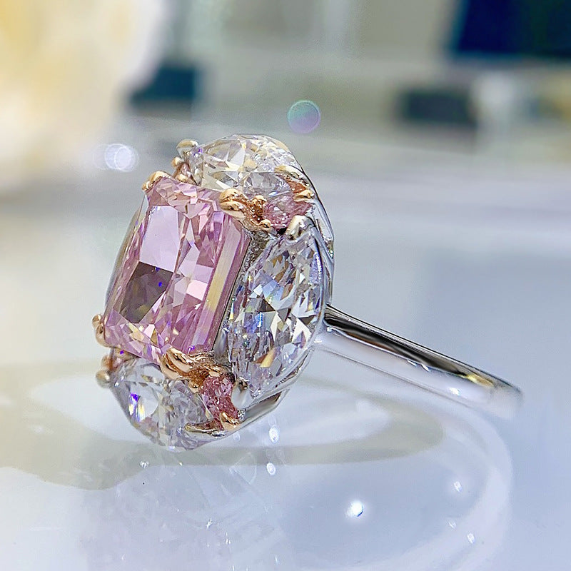 "Bubble" 3ct Radiant Cut High Carbon Diamond Ring
