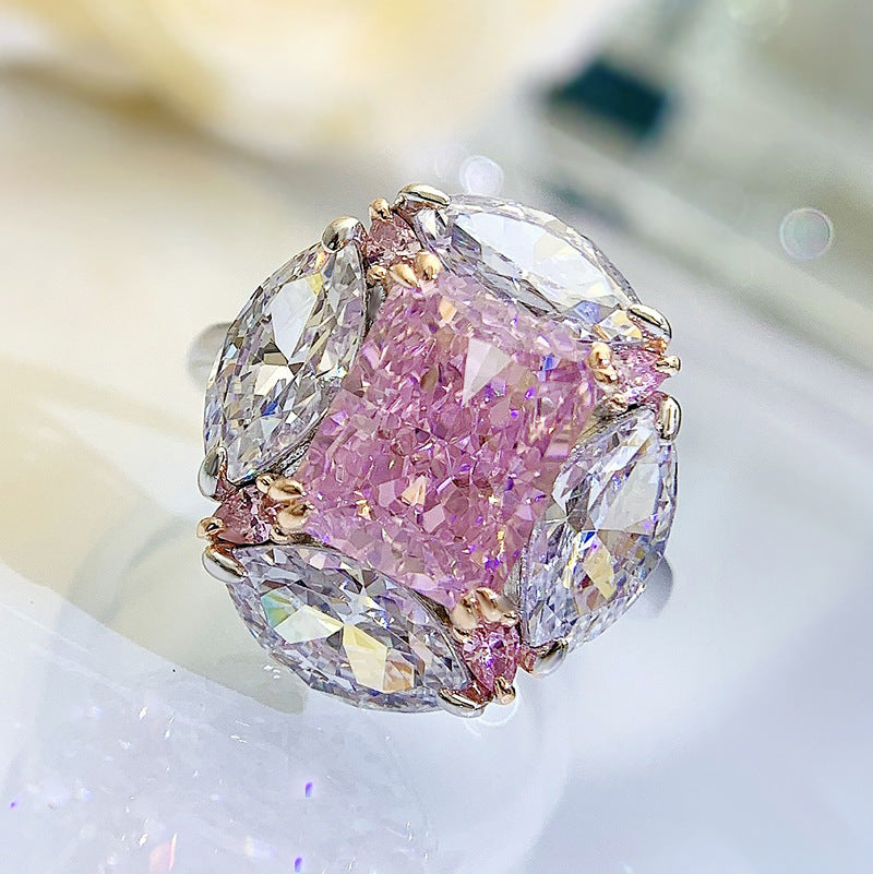 "Bubble" 3ct Radiant Cut High Carbon Diamond Ring